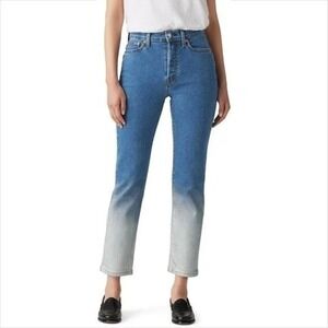 NEW Levi's Wedgie Straight Ankle Ombre Fade Jeans Women's 30 Button Fly Stretch